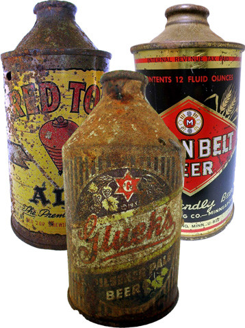 Rusty Cone Top Beer Cans