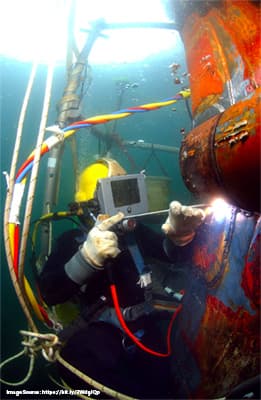 FCAW welding underwater