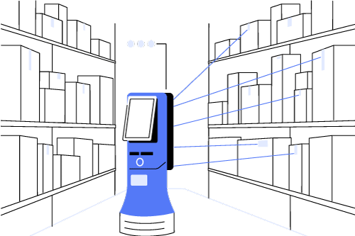 Illustration of a robotic system performing inventory tasks