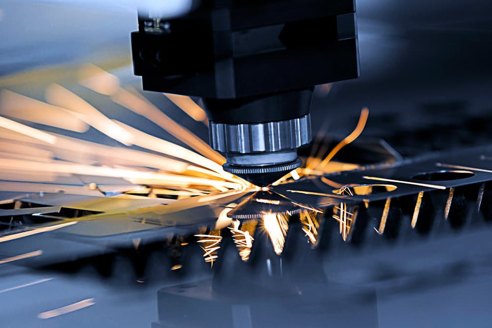Laser cutting steel.